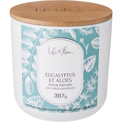 Life at Home Bougie parfumée – Eucalyptus et aloès 1 ea, 12,00 $/1ch