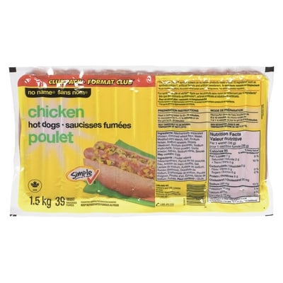 No Name Hot Dogs Chicken Club Pack 1.5 kg, $0.50/100g