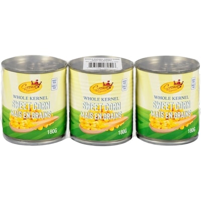 Crown Whole Kernel Sweet Corn 3x180.0 g, $0.83/100g