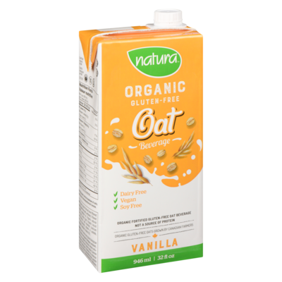 Organic gluten-free oat beverage vanilla