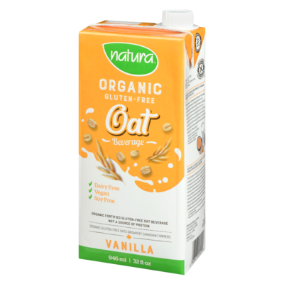 Organic gluten-free oat beverage vanilla