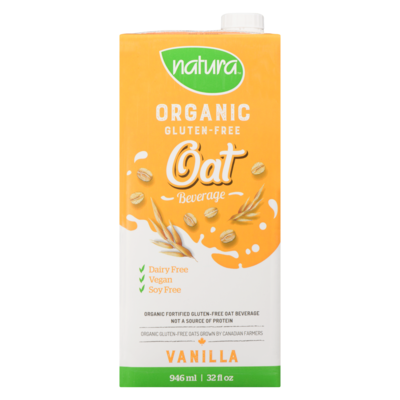Organic gluten-free oat beverage vanilla
