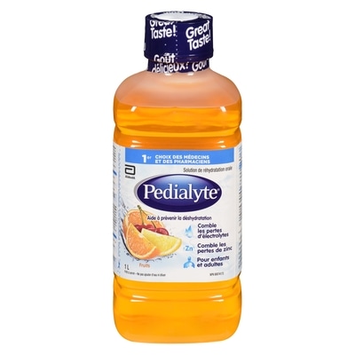 Pedialyte Solution de réhydratation orale à base d'électrolytes, fruits 1 l, 1,10 $/100ml