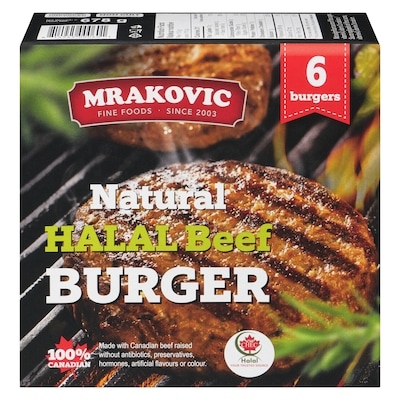 Mrakovic Burger Natural Halal Beef 678 g, $2.21/100g