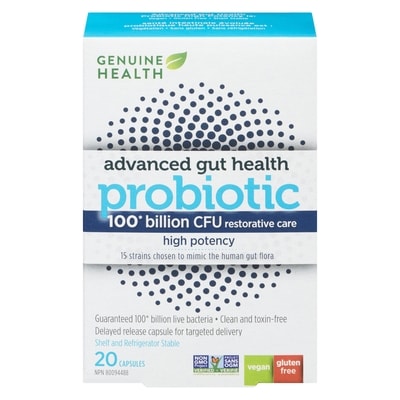 Genuine Health 100 Billion Cfu Restorative Care High Potency Advanced Gut Health Probiotic 20 ea, $2.60/1ea