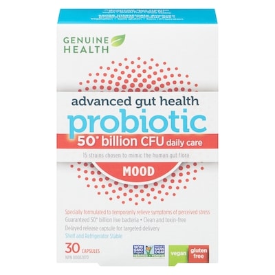 Genuine Health 50 Billion Cfu Daily Care Mood Advanced Gut Health Probiotic 30 ea, $1.87/1ea