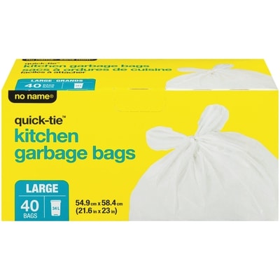 No Name Large Kitchen Garbage Bags 40 ea, $0.18/1ea