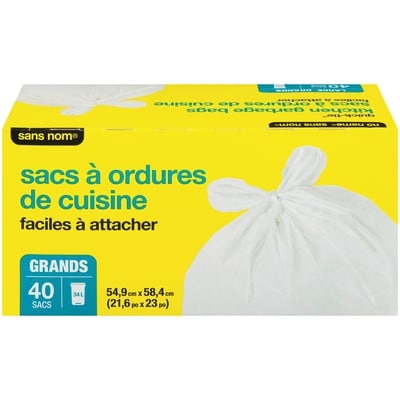 Sans Nom Sacs à ordures, grands 40 ea, 0,18 $/1ch