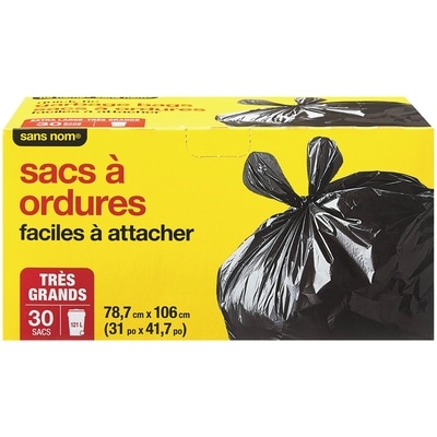 Sans Nom Sacs à ordures faciles à attacher très grand  30 ea, 0,40 $/1ch