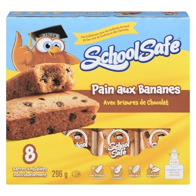 School Safe Barres Muffin Banane Et Brisures De Chocolat 296 g, 1,69 $/100g