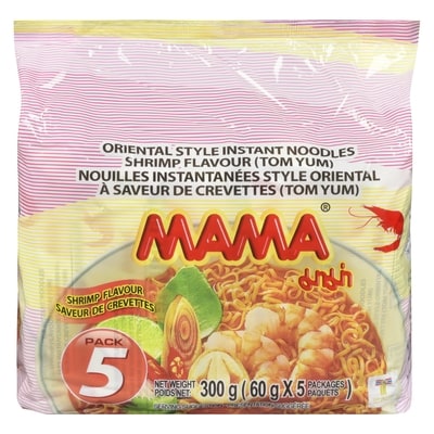 Mama Nouilles saveur de crevettes tom yum 300 g, 1,50 $/100g