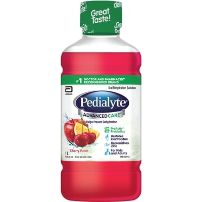 Pedialyte AdvancedCare®, solution de réhydratation orale à base d’électrolytes, punch à la cerise 1 l, 1,15 $/100ml