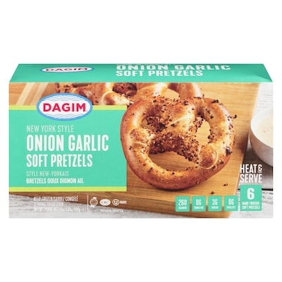 Dagim Onion Garlic Soft Pretzels New York Style 595 g, $1.85/100g