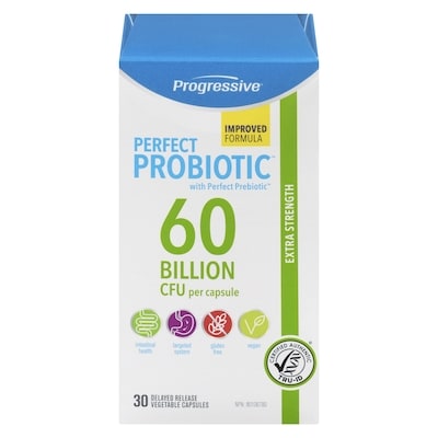 Progressive 60 Billion Cfu Per Capsule Extra Strength Perfect Probiotic 30 ea, $2.00/1ea