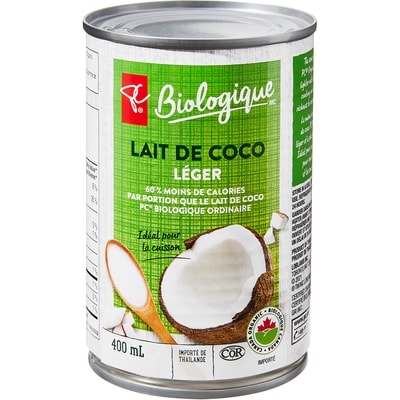 PC Biologique Lait de coco léger 400 ml, 0,75 $/100ml