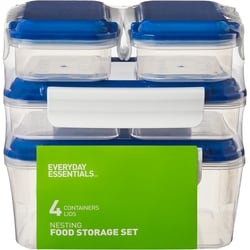 Everyday Essentials 8pc Nesting Lunch Storage - Blue & White 4 ea, $3.00/1ea