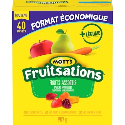 Mott’s Fruitsations Collations à Saveur de Fruits, Fruits Assortis, Sans Gluten 907 g, 1,43 $/100g