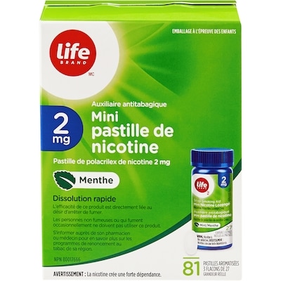 Life Mini pastilles de nicotine 2 mg à saveur de menthe 81 ea, 0,49 $/1ch