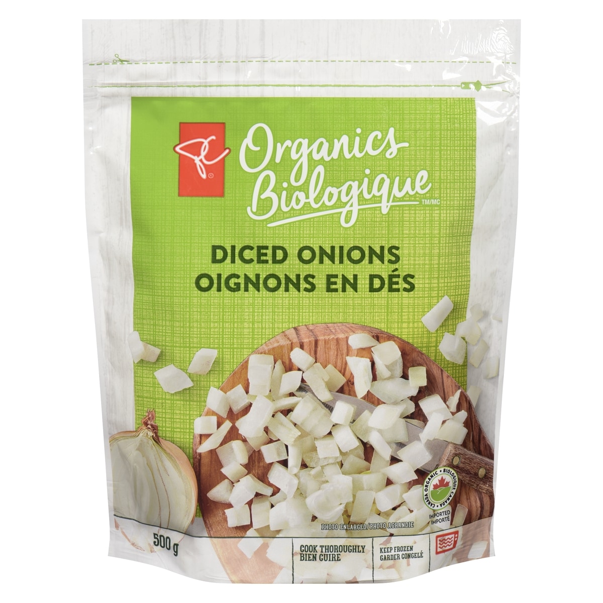 PC Organics Diced Onions 12x500.0 g, $1.10/100g