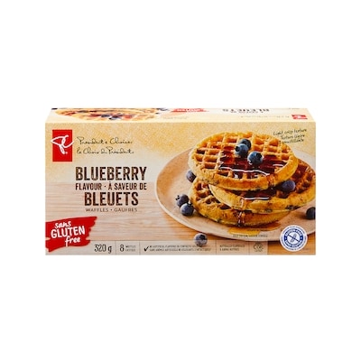 President's Choice Gluten-free Waffles, Blueberry 320 g, $0.94/100g
