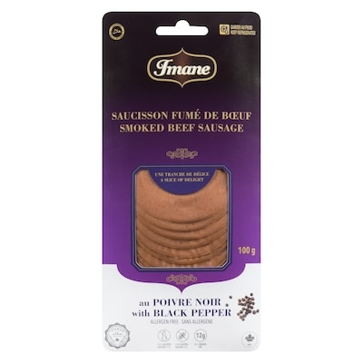 Imane With Black Pepper Smoked Beef Sausage 100 g, $5.00/100g