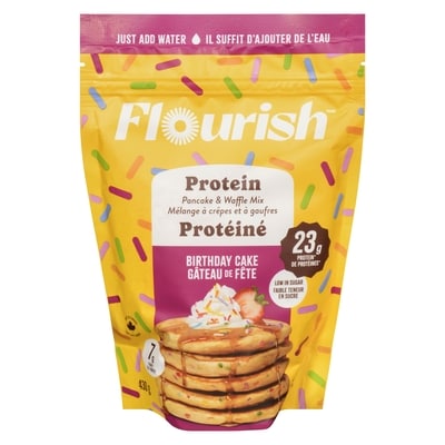 Flourish Protein Pancake & Waffle Mix, Birthday Cake 430 g, $2.90/100g