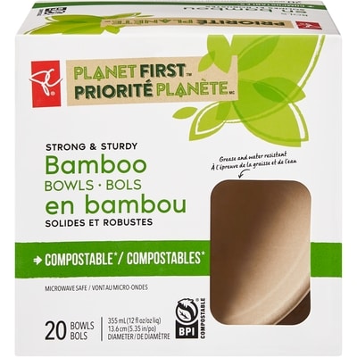 President's Choice Planet First Bamboo Bowls 20 ea, $0.30/1ea