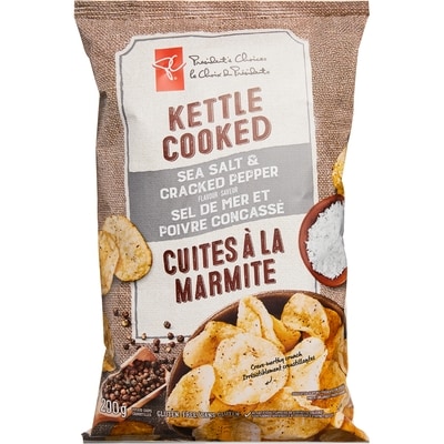 President's Choice Sea Salt and Cracked Pepper Kettle Cooked Chips 200 g, $1.40/100g