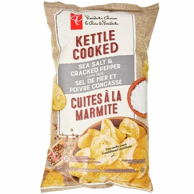 le Choix du Président Croustilles cuites à la marmite sel de mer et poivre concassé 200 g, 1,25 $/100g