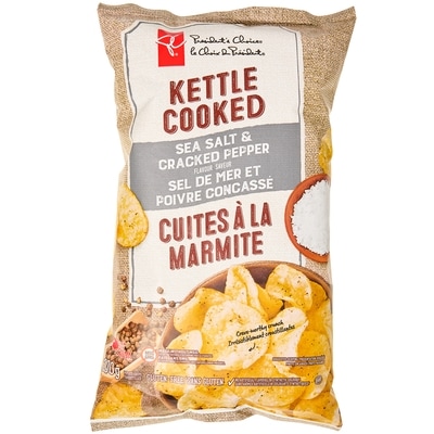 le Choix du Président Croustilles cuites à la marmite sel de mer et poivre concassé 200 g, 1,50 $/100g