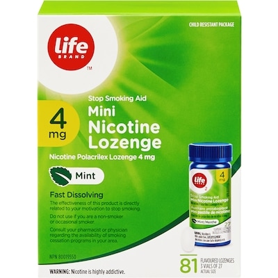 Life Mini pastilles de nicotine à la menthe, 81 pastilles 81 ea, 0,49 $/1ch