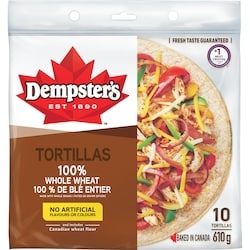 Dempster 100% Whole Wheat Large Tortillas 610 g, $0.79/100g