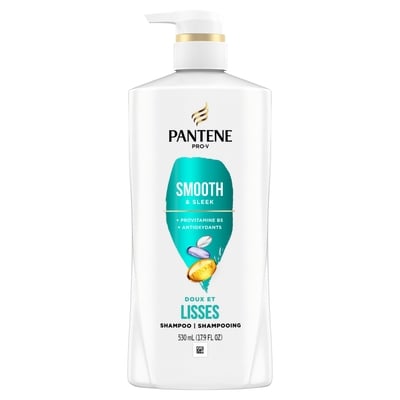 Pantene Shampooing, Doux et lisses pour cheveux secs et frisottés, convient aux cheveux colorés, avec pompe 530 ml, 1,98 $/100ml