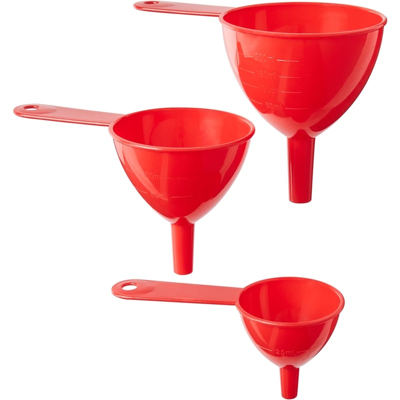 Funnel Set, Red, 3 Pieces