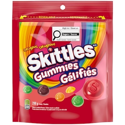 Skittles Originaux, bonbons gélifiés, sac de format à partager 280 g, 2,32 $/100g
