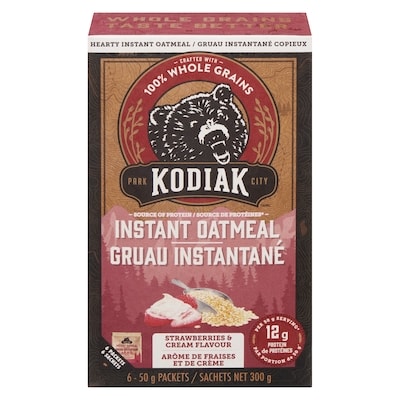 KODIAK CAKES Strawberries & Cream Flavour Instant Oatmeal 300 g, $2.66/100g