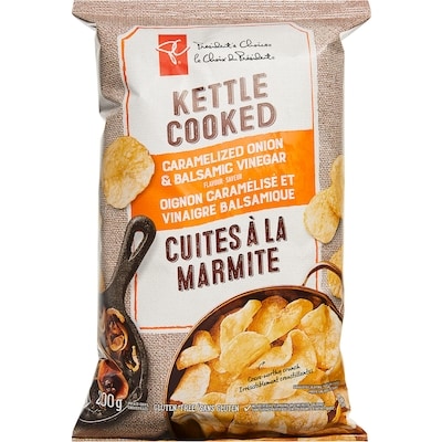 le Choix du Président Croustilles cuites à la marmite à saveur d’oignon caramélisé et de vinaigre balsamique 200 g, 1,50 $/100g