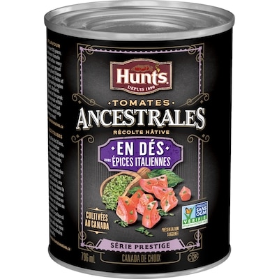Hunt’s Tomates ancestrales en dés avec épices italiennes 796 ml, 0,56 $/100ml