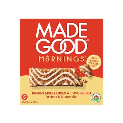 Made Good Barres moelleauses à l'avoine Saveur de brioche  à la cannelle  150 g, 2,66 $/100g