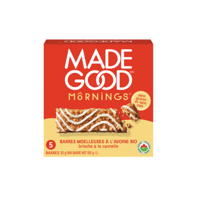 Made Good Barres moelleauses à l'avoine Saveur de brioche  à la cannelle  150 g, 2,66 $/100g