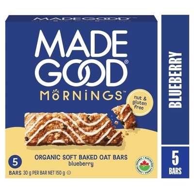 Made Good Mornings Blueberry Soft Baked Oat Bars 5pk 150 g, $2.66/100g