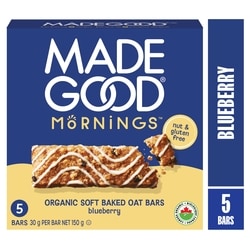 Made Good Mornings Blueberry Soft Baked Oat Bars 5pk 150 g, $2.67/100g