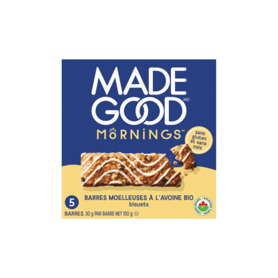 Made Good Barres moelleauses à l'avoine Saveur de bleuets Boîte de 5 barres 150 g, 2,66 $/100g