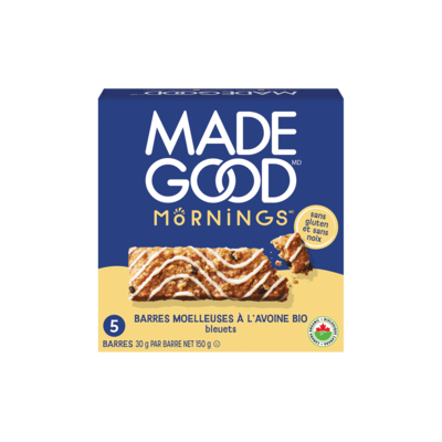 Made Good Barres moelleauses à l'avoine Saveur de bleuets Boîte de 5 barres 150 g, 2,66 $/100g