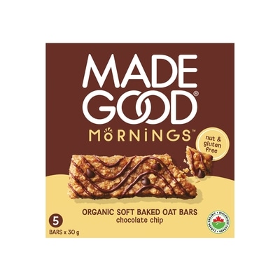 Made Good Mornings Chocolate Chip Soft Baked Oat Bars 5pk 150 g, $2.66/100g