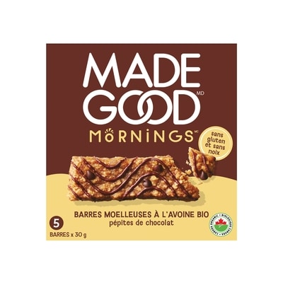 Made Good Barres moelleauses à l'avoine Pépites de chocolat Boîte de 5 barres 150 g, 2,66 $/100g