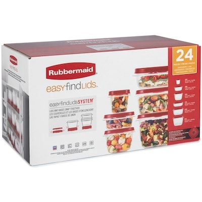 Rubbermaid EasyFindLids Food Storage Containers, 24-Piece Set 12 ea, $2.17/1ea