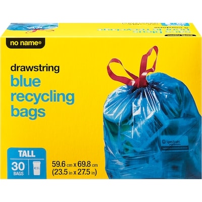 No Name Drawstring Tall 42.5 L Blue Recycling Kitchen Bags 30 ea, $0.35/1ea