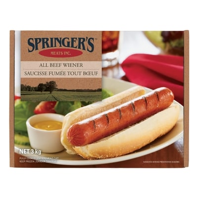 Springer's Meats All Beef Wiener 3 kg, $2.00/100g