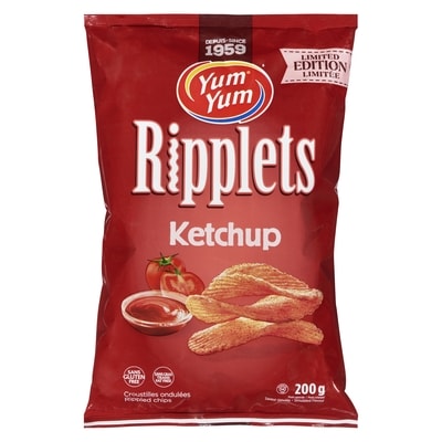 Yum Yum Ketchup Limited Edition Rippled Chips 200 g, $1.25/100g